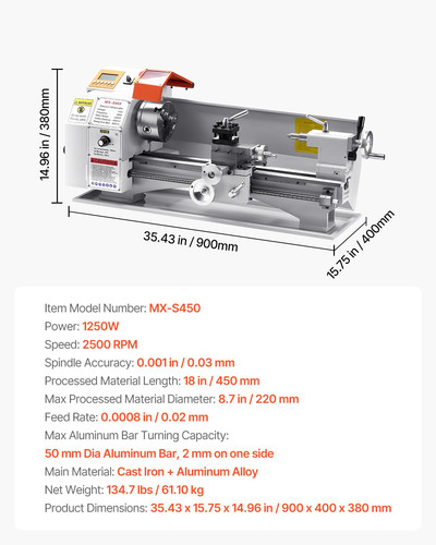 Vevor tornio per metalli 220 - per, x